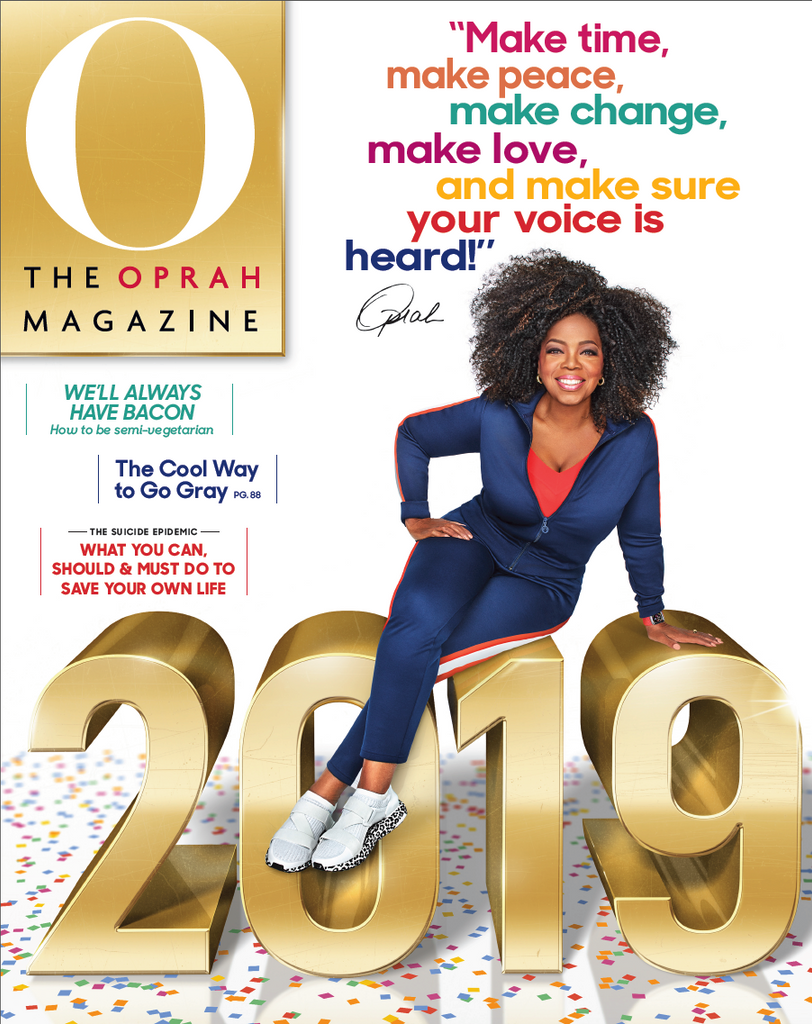 The Oprah Magazine - Cover Featuring Oprah wearing our Lassell Earrings and Ring