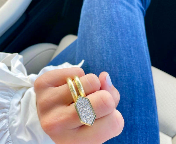 Hexagon Cocktail Ring with Diamonds