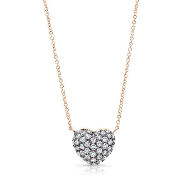 Diamond Full Heart Necklace (Black Rhodium Prongs)