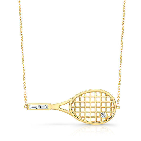 Diamond Tennis Racket Necklace