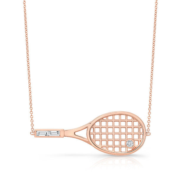 Diamond Tennis Racket Necklace