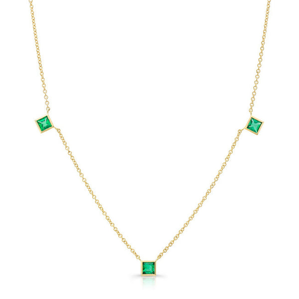 Square Emerald by the Yard Necklace