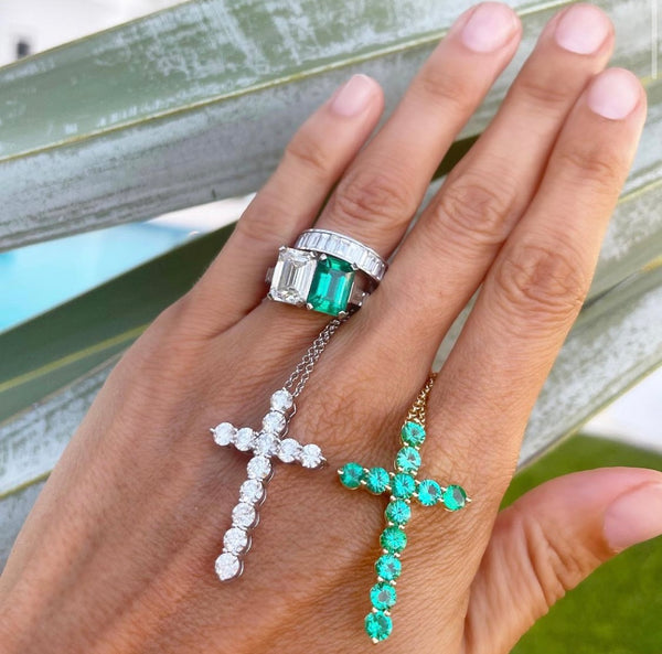 Emerald Cross Necklace