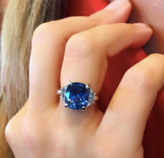 Bespoke Unheated Ceylon Sapphire & Diamond Ring