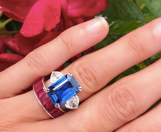 Bespoke Sapphire with Diamond Hearts