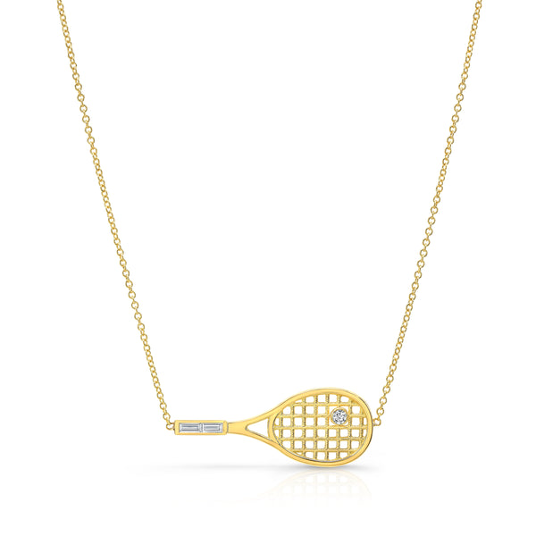 Petite Diamond Tennis Racket Necklace
