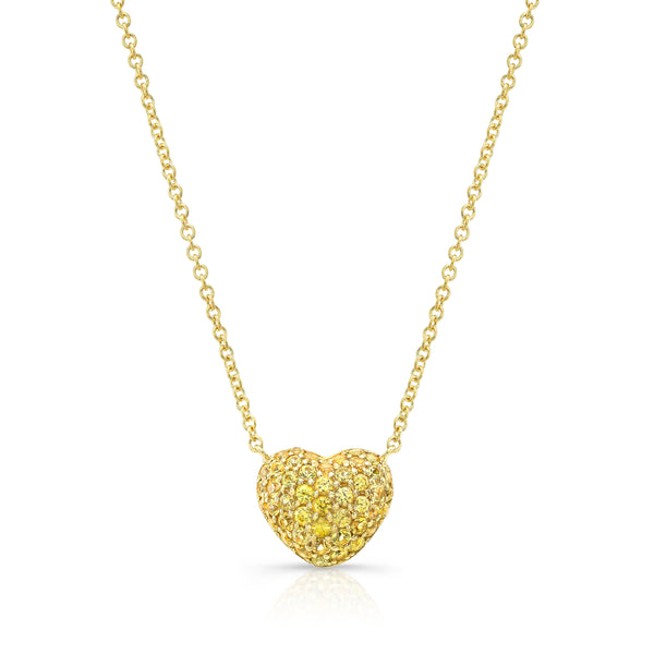 Yellow Sapphire Full Heart Necklace