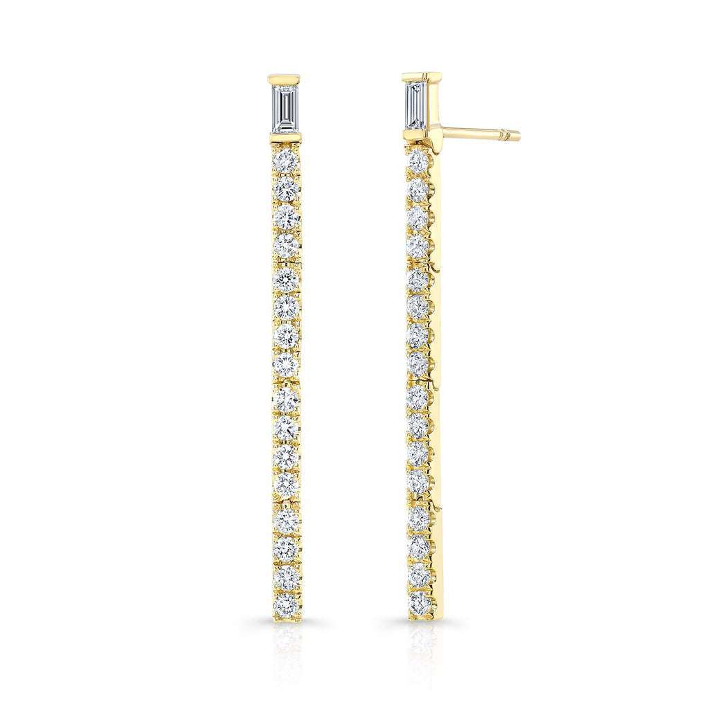 Diamond Baguette & Brilliant-Cut Drop Earrings