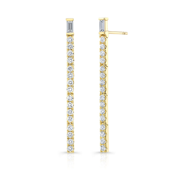 Diamond Baguette & Brilliant-Cut Drop Earrings