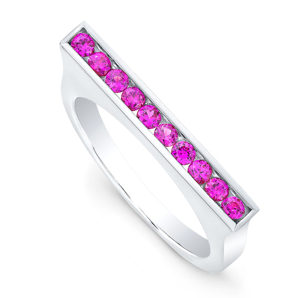 Round Pink Sapphire Skinni Ring