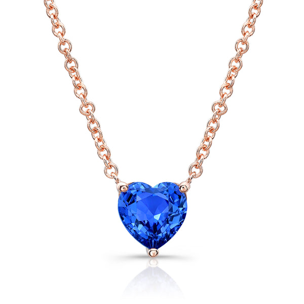 Ceylon Sapphire Heart Pendant Necklace