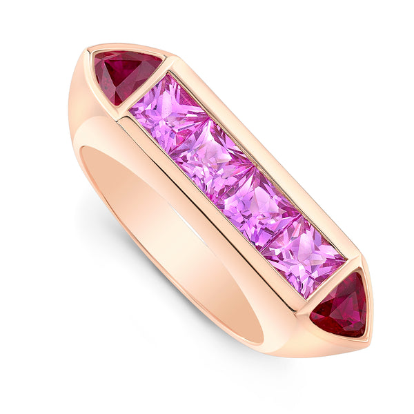 Pink Sapphire & Ruby Deco Ring