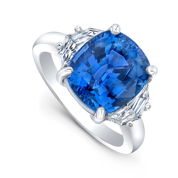 Bespoke Unheated Ceylon Sapphire & Diamond Ring