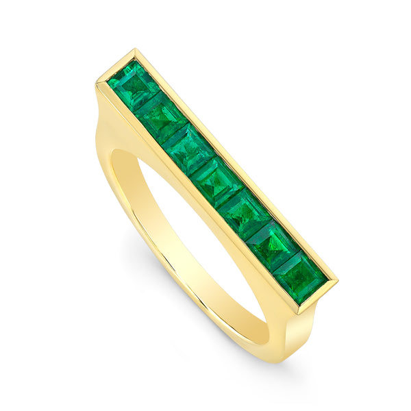 Square-Cut Emerald Skinni Ring