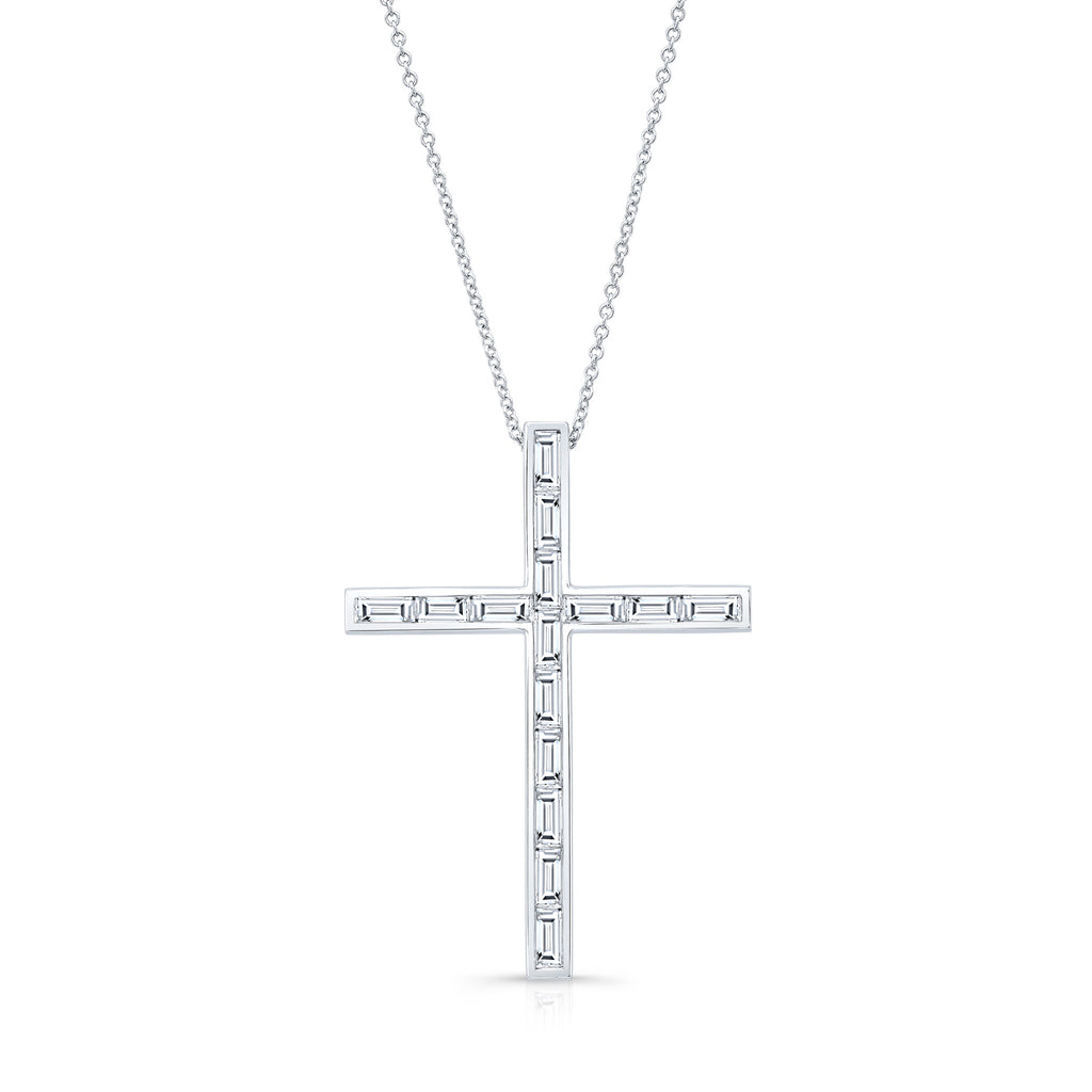 Diamond Baguette Cross Necklace