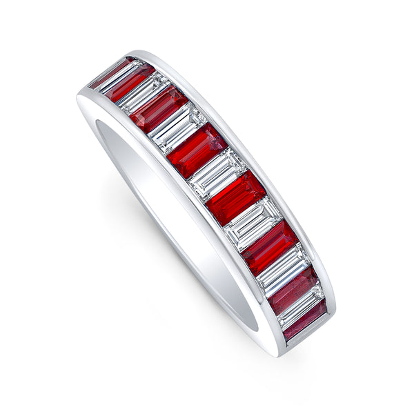 Diamond & Ruby Baguette Band