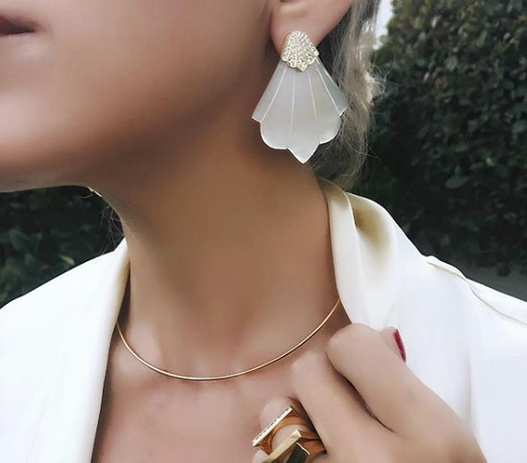 Mother-Of-Pearl & Diamond Harbour Island Earrings