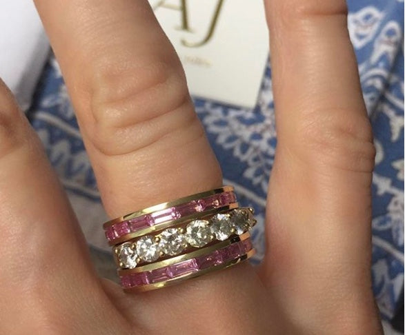 Pink Sapphire Baguette Channel Set Ring