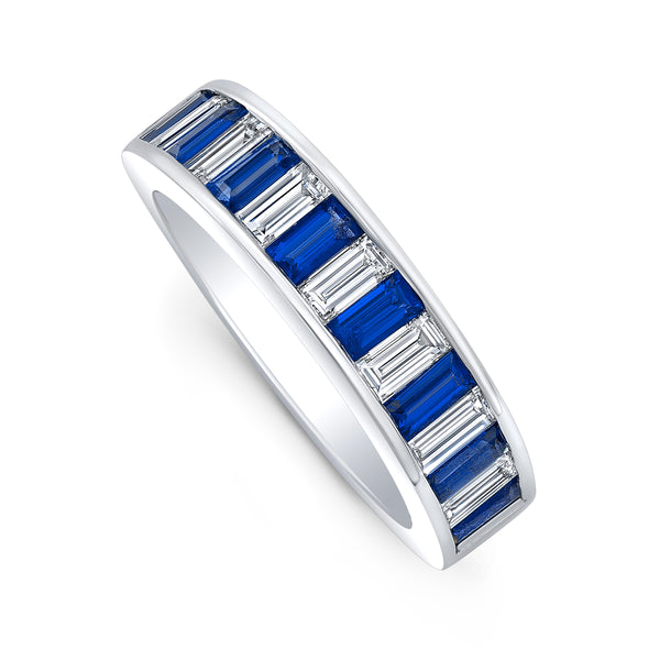 Diamond & Sapphire Baguette Band