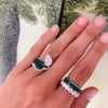 Alexandra Jules Bespoke Emerald and Diamond pear shape ring