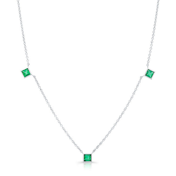 Square Emerald by the Yard Necklace