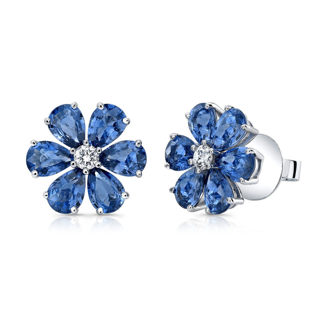 Grande Sapphire & Diamond Flower Earrings