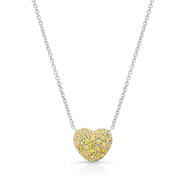 Yellow Sapphire Full Heart Necklace