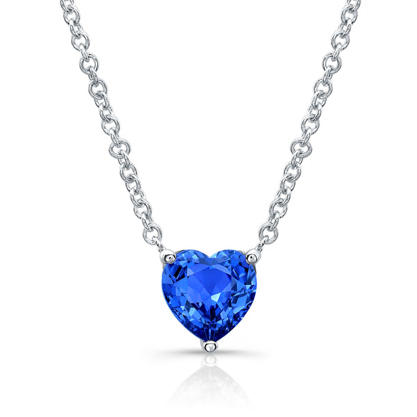 Blue Ceylon Sapphire Heart Pendant-white gold