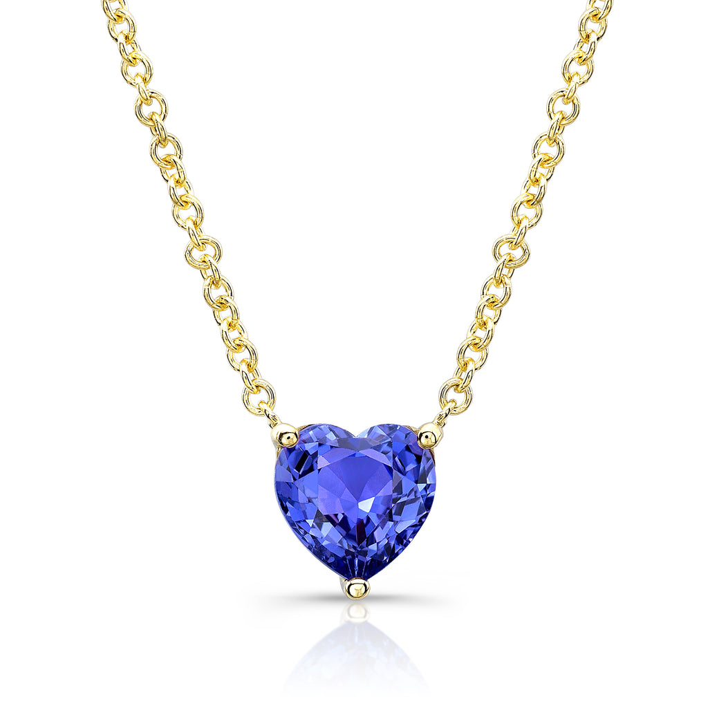 Purple Sapphire Heart Pendant-pink gold