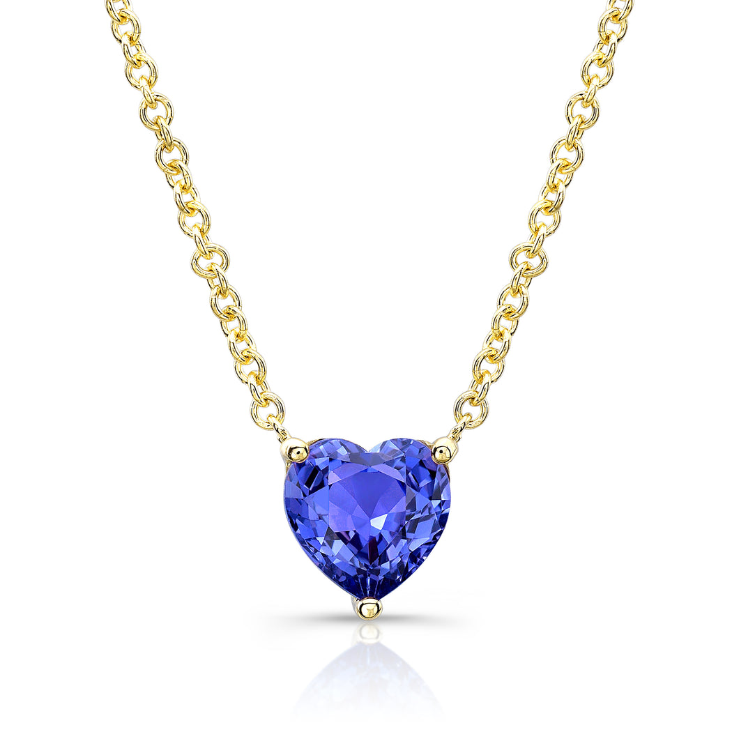Purple Sapphire Heart Pendant Necklace bespoke fine jewelry