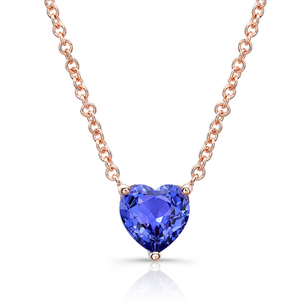 Purple Sapphire Heart Pendant-pink gold