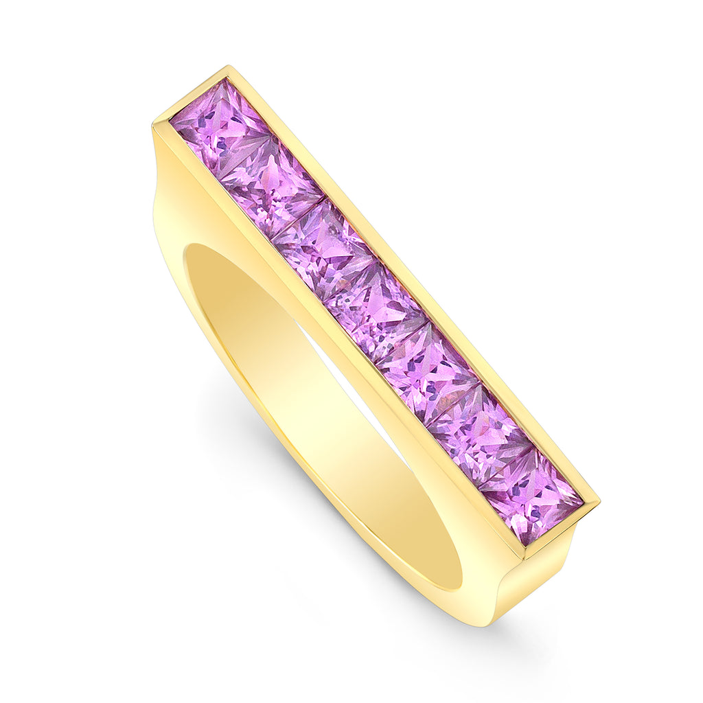 Square Pink Sapphire Skinni Ring
