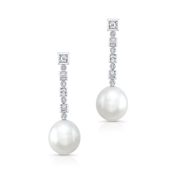Diamond Drop Pearl Earring