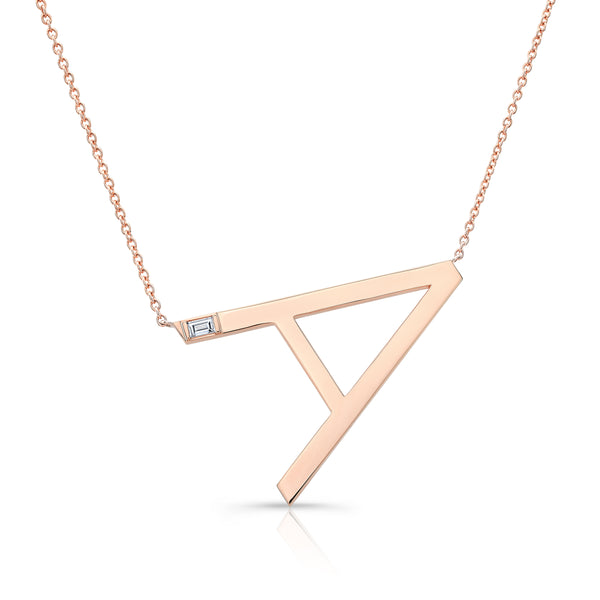 Initial Necklace with Baguette Diamond
