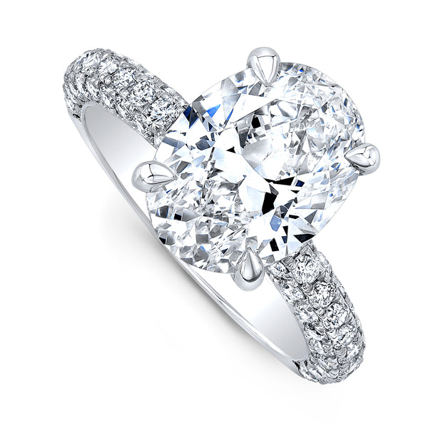 Custom Platinum Oval Diamond Ring