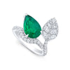 Alexandra Jules Bespoke Pear shaped emerald and diamond ring
