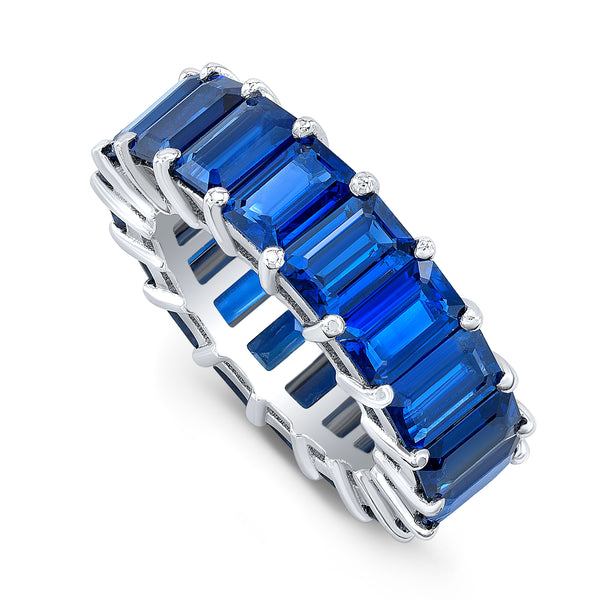 Emerald-Cut Blue Sapphire Eternity Band