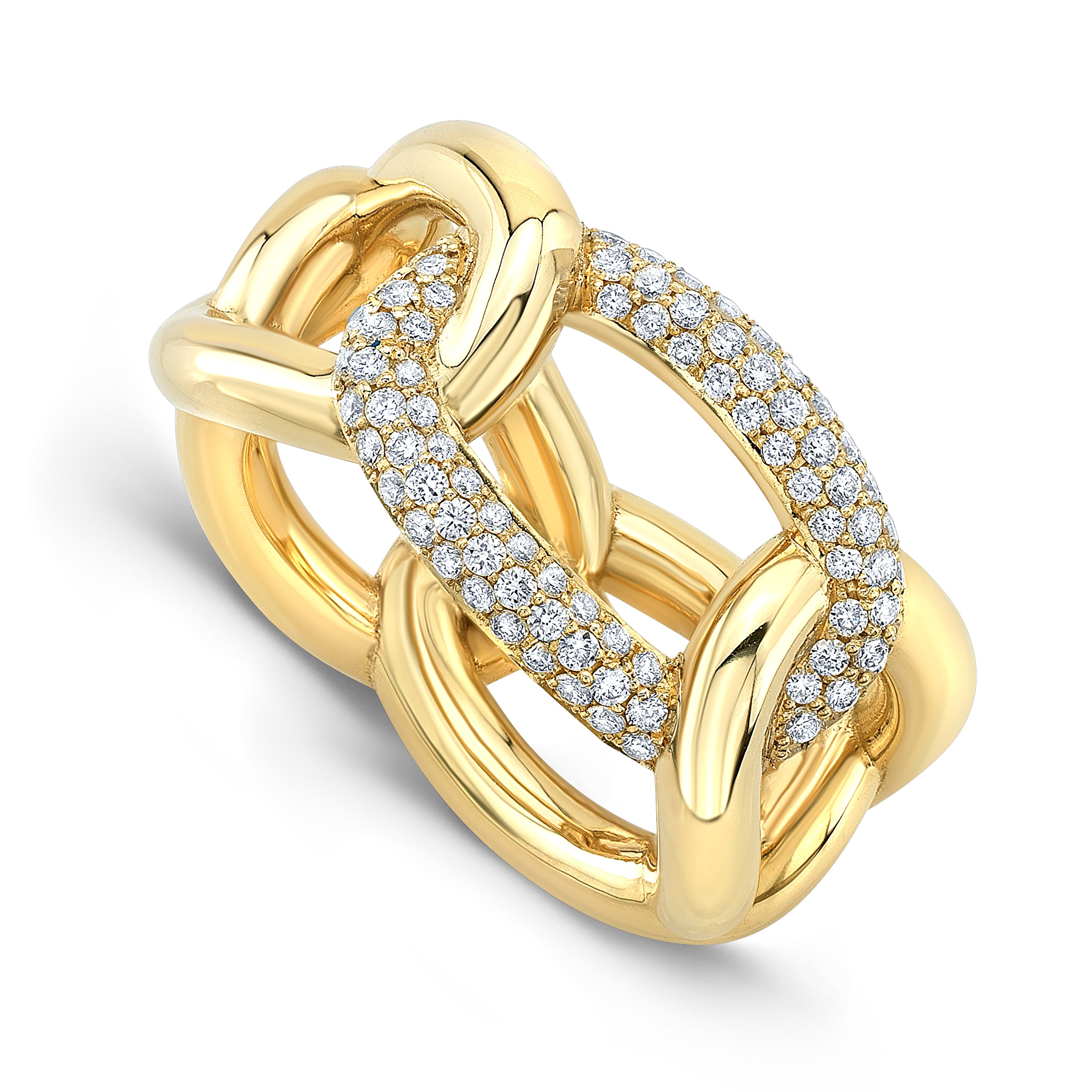 Link Ring with Diamonds 4.5 / 18kt yellow gold | bespoke