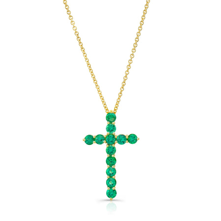 Emerald Cross Necklace | bespoke fine jewelry | Alexandra Jules