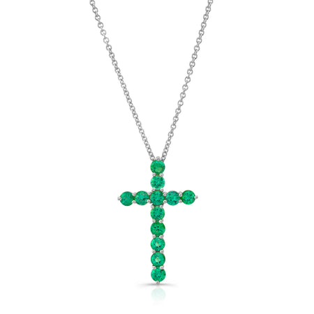 Emerald Cross Necklace bespoke fine jewelry Alexandra Jules