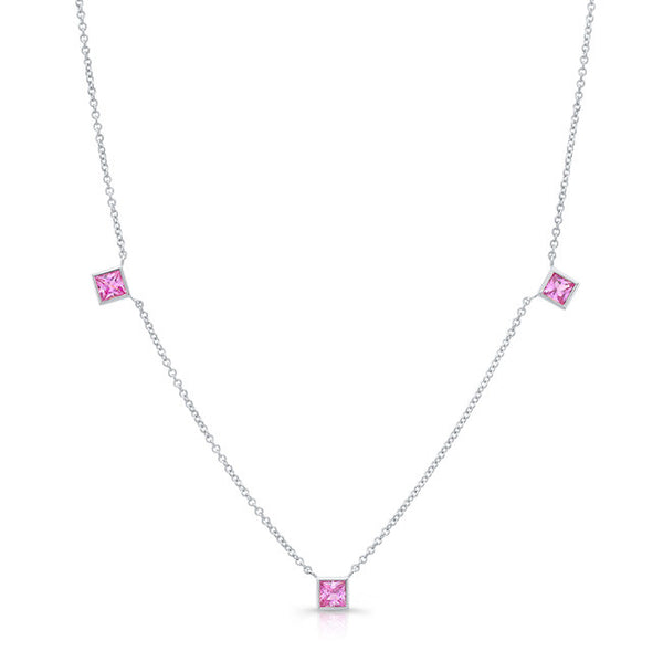 Square Pink Sapphire by the Yard Necklace