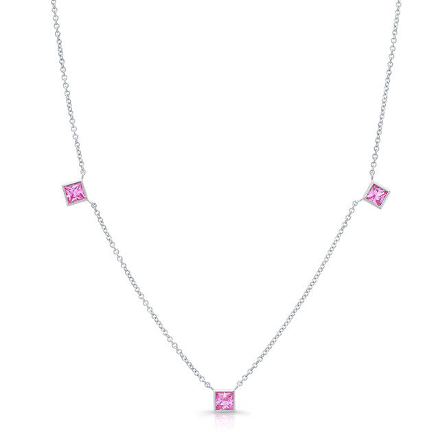 Square Pink Sapphire by the Yard Necklace