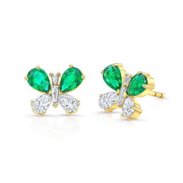 Butterfly Earrings - Emerald & Diamond