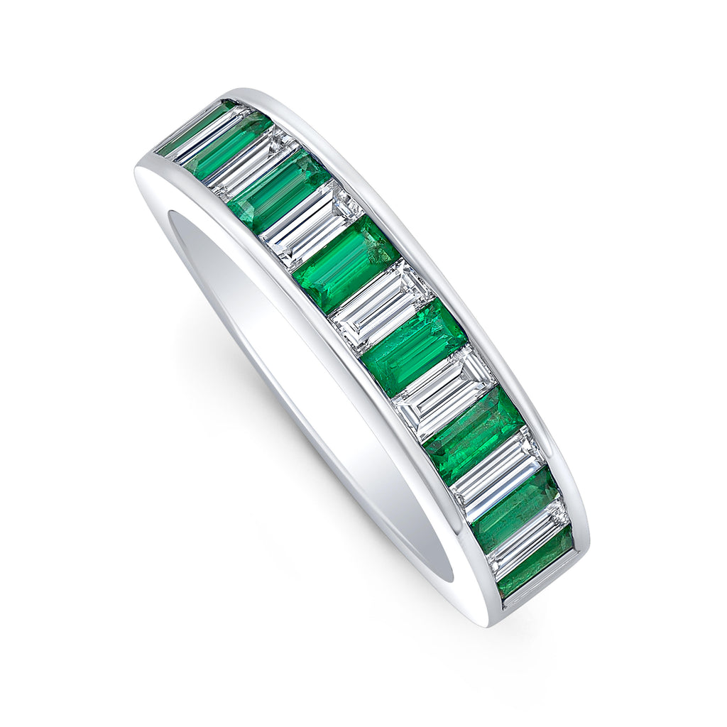 Diamond and Emerald Baguette Band