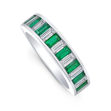 Diamond & Emerald Baguette Band
