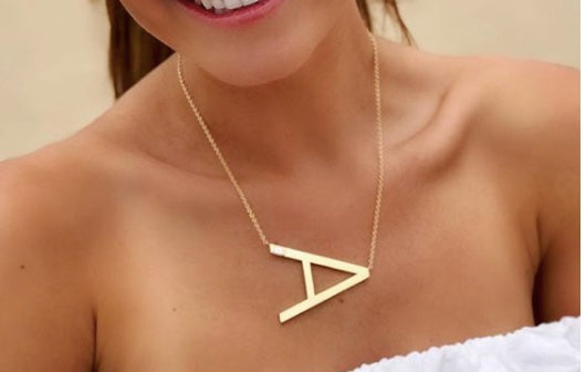 Initial Necklace with Baguette Diamond